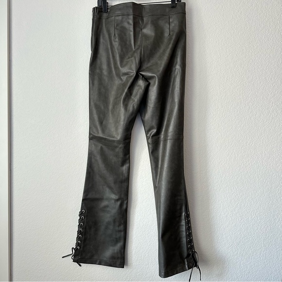 New Zara Dark Brown Faux Leather High Waist Pants Large XL 7901/502 - Picture 9 of 12